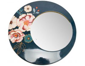 Miroir rond en métal imprimé floral 50 cm