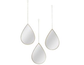 Miroir suspendu goutte doré (Lot de 3)