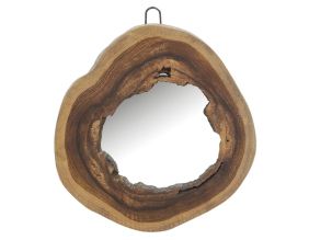 Miroir rond en teck naturel