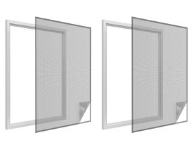 Moustiquaire fenêtre anthracite 18g/m² bande auto-agrippante 7,5 mm (Lot de 2)