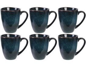 Mug en grès bleu au grès du temps 30 cl (Lot de 6)