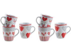 Mug en grès coeur rouge (Lot de 6)