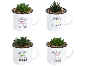 Mugs avec plantes artificielles Jacques a dit (Lot de 4)