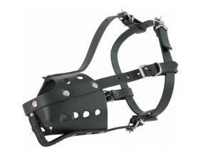 Muselière en cuir pour chien type police noire (Taille 5)