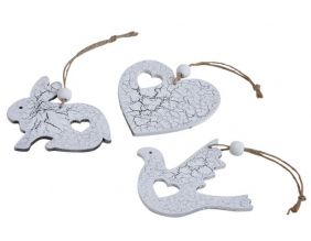 Objets déco à suspendre en bois craquelé (Lot de 3)