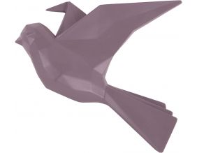 Oiseau fixation murale en résine violet mat origami (Grand modèle)