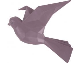 Oiseau fixation murale en résine violet mat origami (Petit modèle)