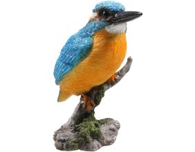 Oiseau martin pêcheur sur tronc en résine (9 x 9 x 15 cm)