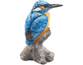 Oiseau martin pêcheur sur tronc en résine (7 x 7 x 11.5 cm)