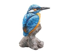 Oiseau martin pêcheur sur tronc en résine (7 x 7 x 11.5 cm)