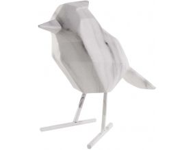 Oiseau en résine blanc effet marbre Origami (Grand modèle)