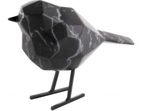 Oiseau en résine noir effet marbre Origami (Petit modèle)
