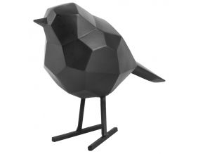 Oiseau en résine mat origami 17cm (Noir)