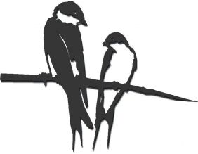 Oiseaux sur pique couple d'hirondelles en acier corten