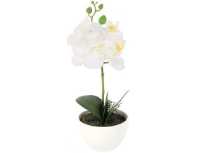 Orchidée artificielle pot en céramique 30 cm (Blanc)