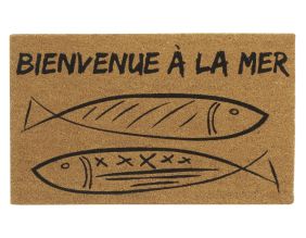 Paillasson coco intérieur extérieur 75 x 45 cm (Poissons bienvenue à la mer)