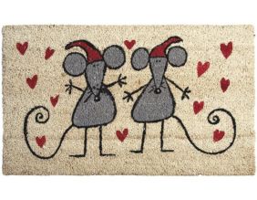 Paillasson coco blanchi 75 x 45 cm (Souris amoureuses)