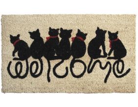 Paillasson en coco avec inscriptions 75 x 45 cm (Chats welcome)