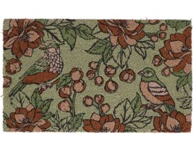 Paillasson en fibres de coco Flowers and bird (Vert)