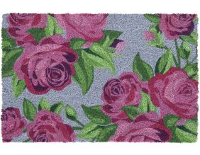Paillasson en fibres de coco Roses (Fond bleu)