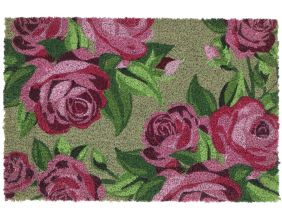 Paillasson en fibres de coco Roses (Fond vert)