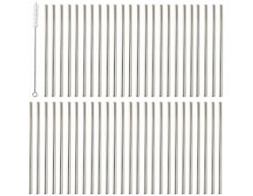 Set 50 pailles droites en inox avec goupillon (21 cm)