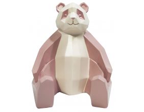 Panda en résine bicolore Origami (Rose foncé et rose clair)