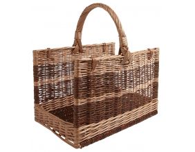Panier à bûches en osier brut et buff