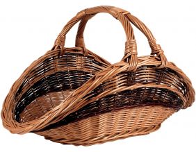 Panier à bûches en osier buff bicolore