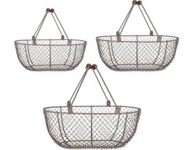 Panier fil de fer brun antique (Lot de 3)