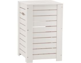 Panier à linge en Pin 35 x 35 x 55 cm (Blanc)