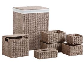 Panier à linge avec corbeilles en papier cordé (Lot de 7)