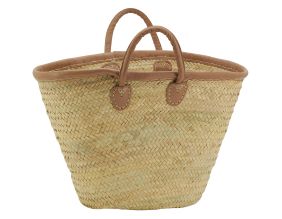 Panier de marché palmier et cuir