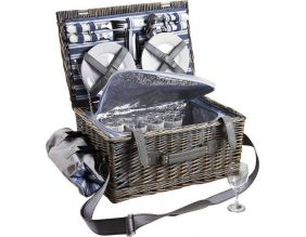 Panier pique-nique osier gris avec compartiment isotherme
