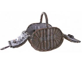 Panier pique-nique 2 personnes osier gris