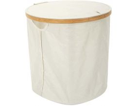 Panier de rangement rond en tissu et bambou