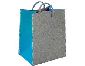 Panier en tissu gris et turquoise