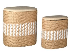 Paniers à linge en papier corde et coton (Lot de 2)