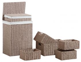 Paniers à linge en papier cordé taupe avec corbeilles (Lot de7)
