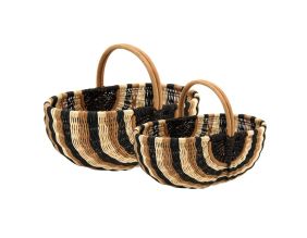 Duo de panier en rotin (lot de 2) (Naturel et noir)