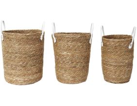 Paniers tressés anses en polyuréthane (Lot de 3)