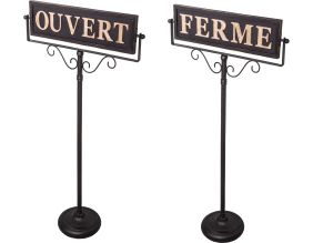 Panneau décoratif à poser Ouvert/Fermé en fer