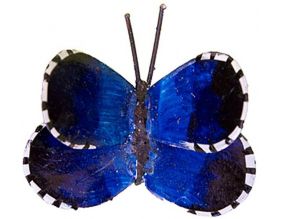 Papillon à fixer en métal recyclé (Bleu)