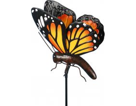 Papillon orange sur pic en métal 102 cm