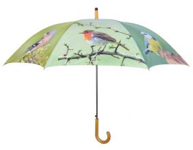 Parapluie oiseaux métal et bois
