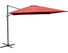 Parasol déporté en aluminium 3x3m Dom (Rouge)