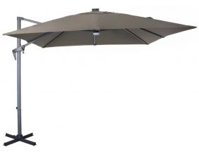Parasol déporté en aluminium 2.7 m avec leds (Gris et taupe)