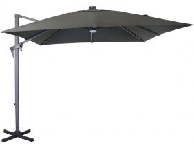 Parasol déporté en aluminium 2.7 m avec leds (Gris)