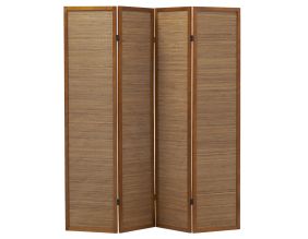 Paravent en pin et bambou teinté (4 Panneaux)