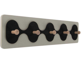 Patère en MDF 5 crochets Rizar (Blanc et noir)